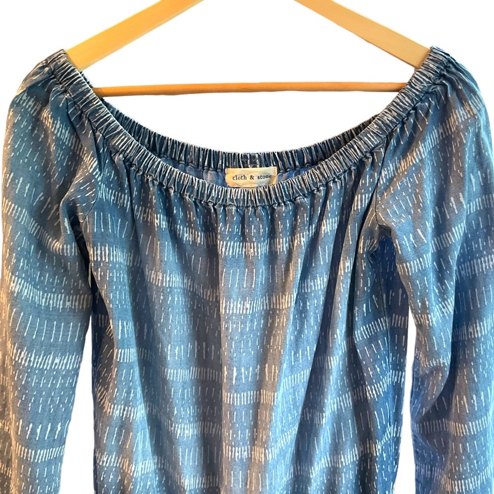 Cloth & Stone Anthropologie Off The Shoulder Denim Chambray Romper Women… - Picture 7 of 15